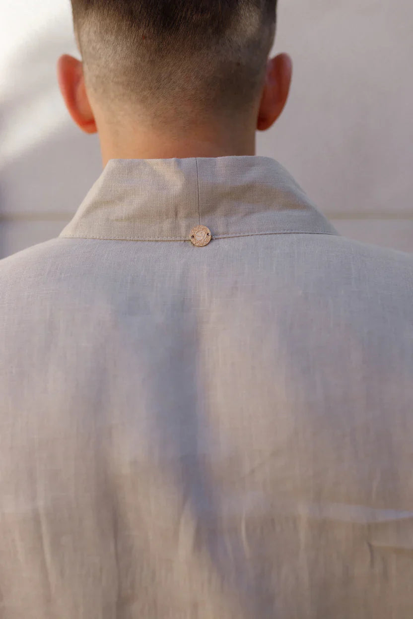 Халат чоловічий з льону довжиною максі пісочного кольору «VIL’NUY» від SAVE yourself