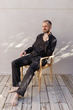 Костюм чоловічий чорний з льону від SAVE yourself