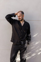 Костюм чоловічий чорний з льону від SAVE yourself