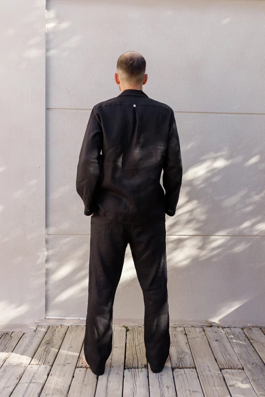 Костюм чоловічий чорний з льону від SAVE yourself