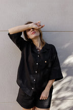 Костюм жіночий чорний з льону від SAVE yourself