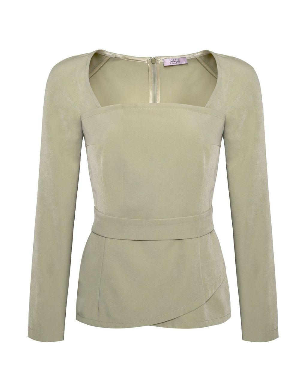 Elegantný oblek s opaskom, olivový KA.EL