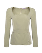 Elegantný oblek s opaskom, olivový KA.EL