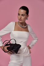 Елегантний костюм із поясом, молочний KA.EL