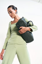 Elegantný oblek s opaskom, olivový KA.EL