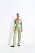 Elegantný oblek s opaskom, olivový KA.EL