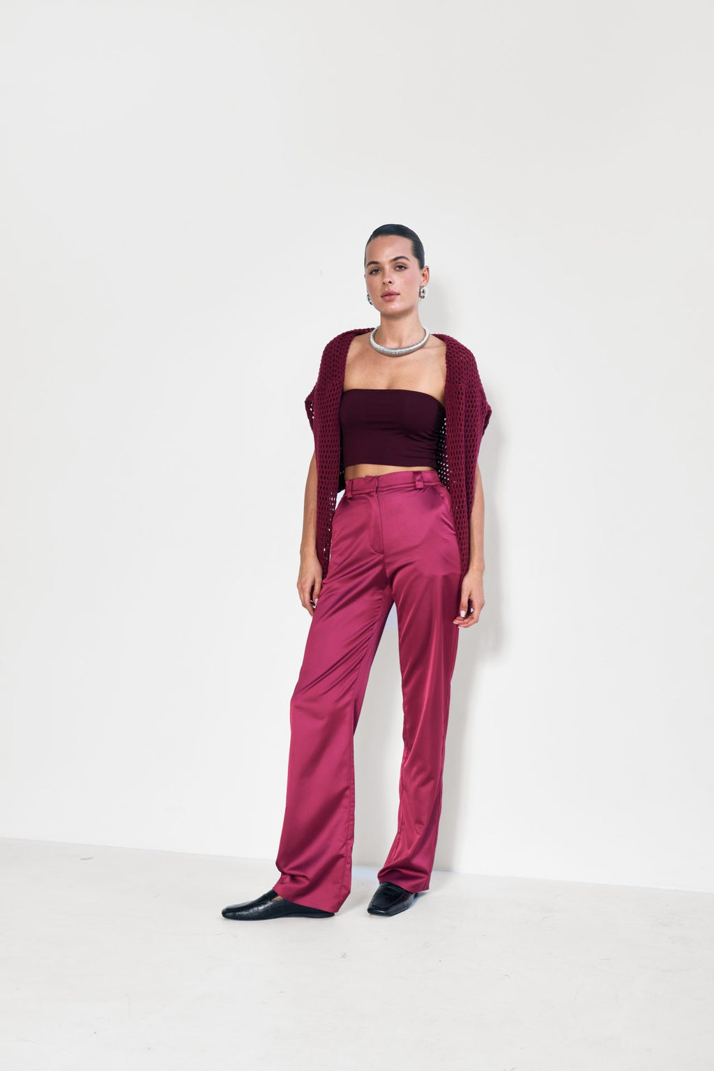 Шовкові брюки, бордо KA.EL