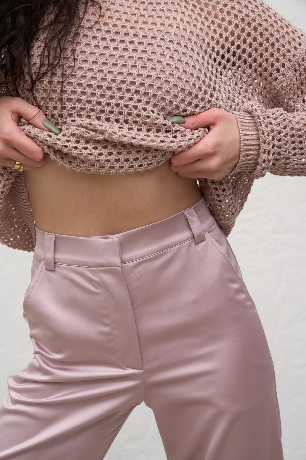 Шовкові брюки, пудра KA.EL