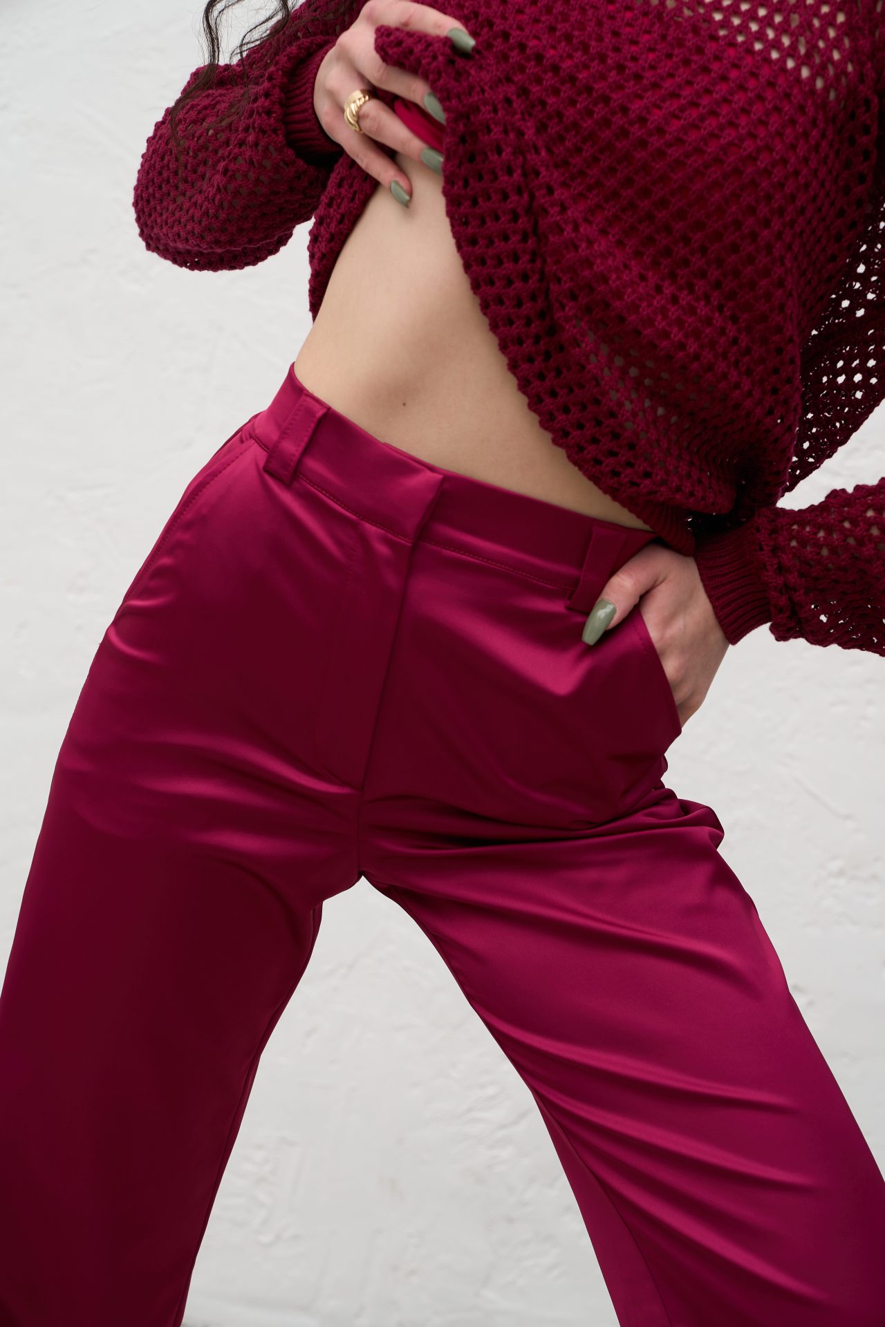 Шовкові брюки, бордо KA.EL