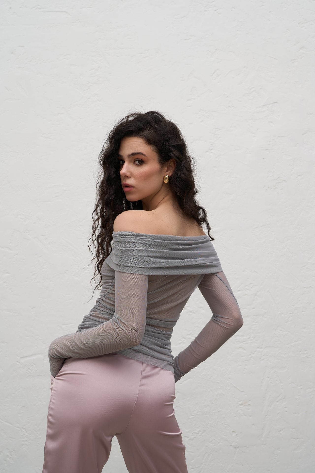 Сітка-топ на плечі, сірий KA.EL