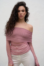 Сітка-топ на плечі, рожева KA.EL