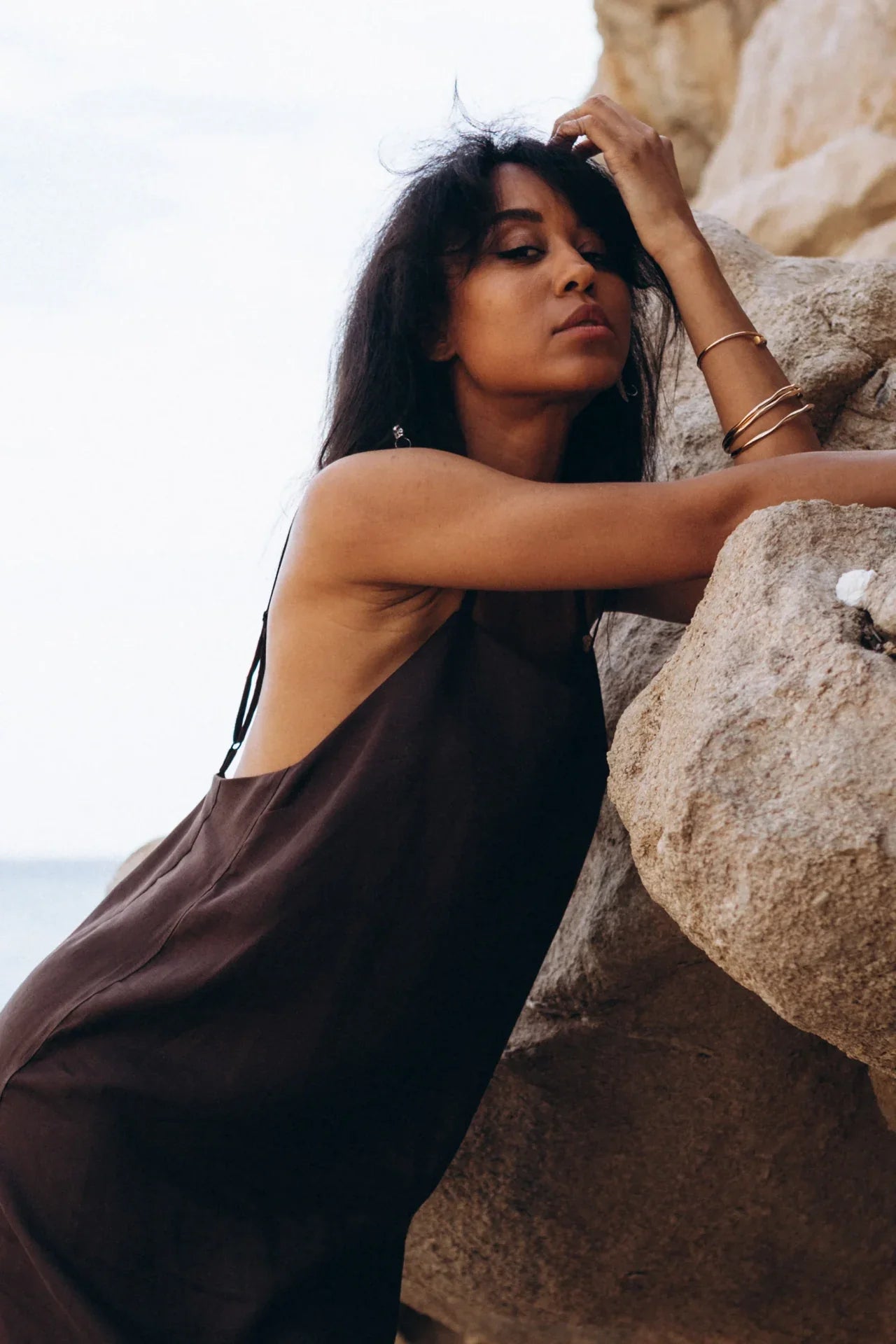 Максі сукня на бретелях із 100% італійського льону від SAVE YOURSELF