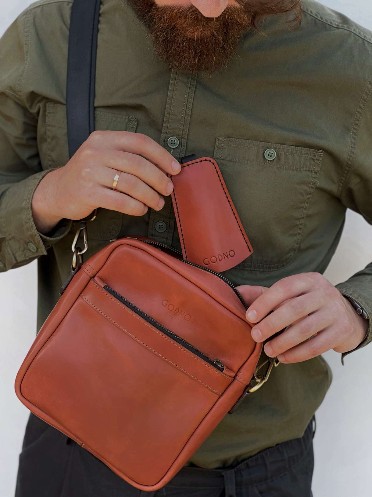 Сумка Brick bag middle коричнева від GODNO