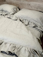 Комплект постільної білизни з рюшами з натурального мягкого льону, двоспальний від SAVE yourself