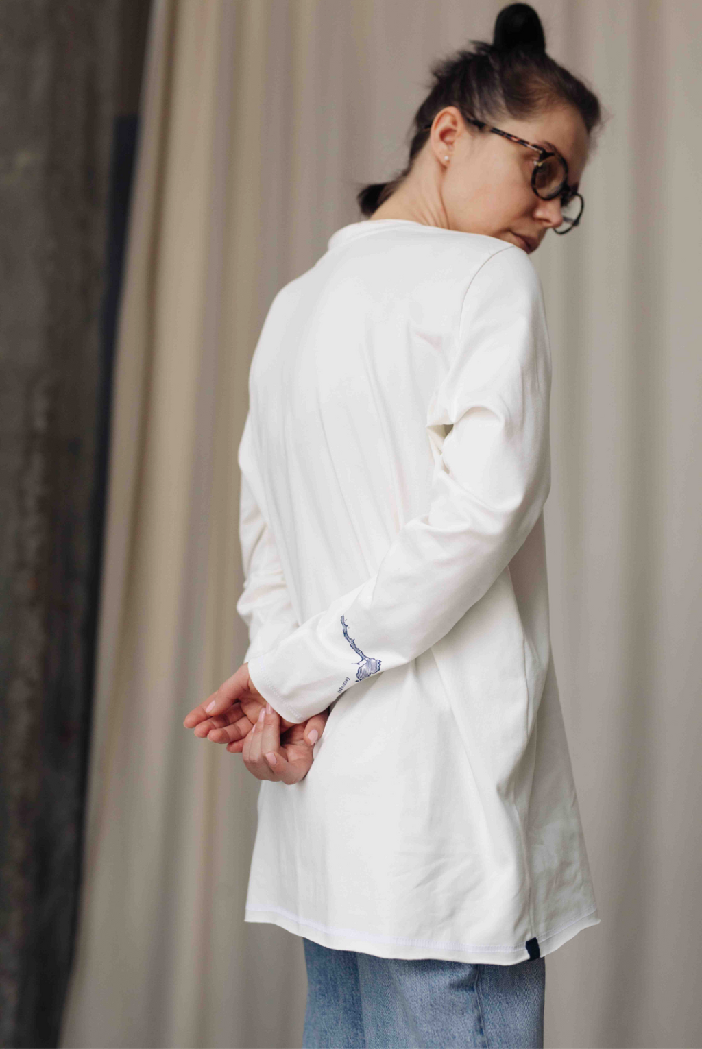 Лонгслів принт по рукаву «Річка Дніпро» жіночий з куліру Some Urban Monk