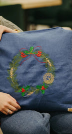 Наволочка лляна з вишивкою Різдвяно-Новорічна SAVE yourself