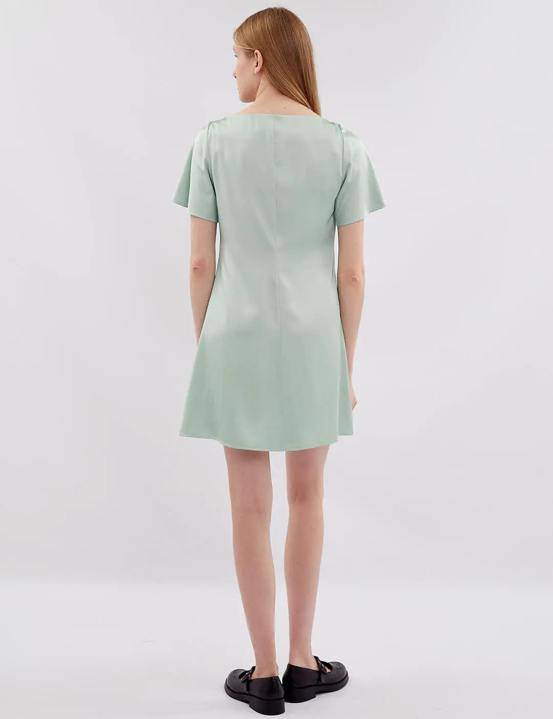 Шовкова сукня Gitta Міні з рукавами воланами від FAYNA