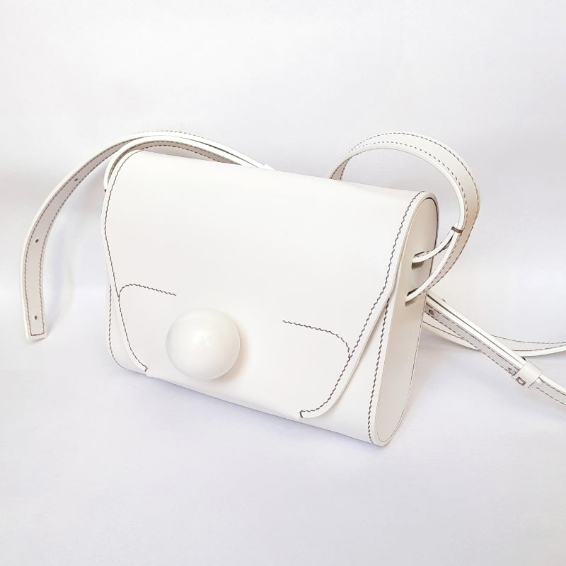 Кросбоді  JOY білий гладка шкіра з кулькою  від Synyava