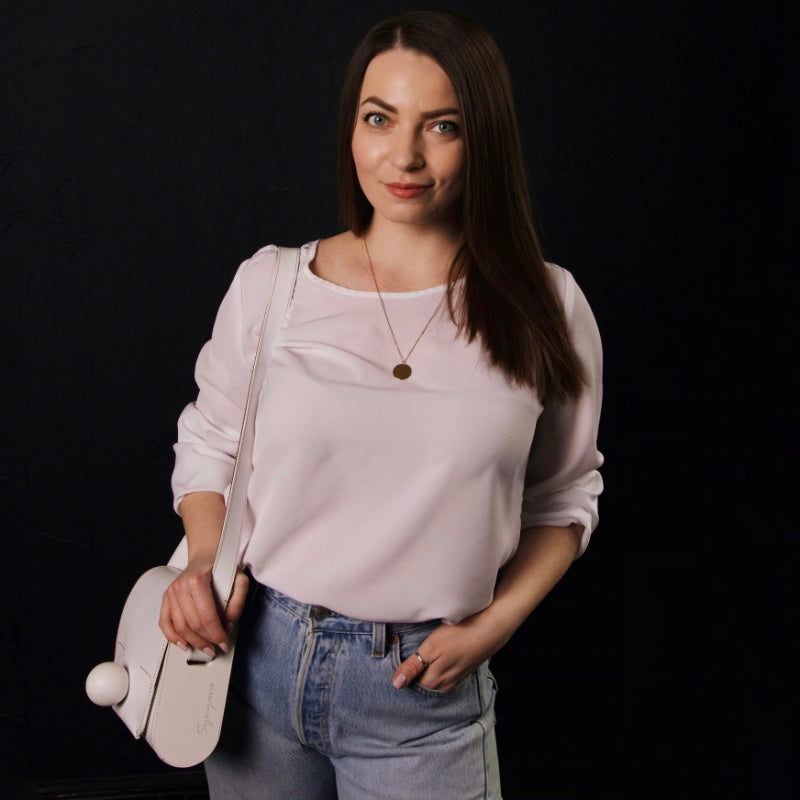 Кросбоді  JOY білий гладка шкіра з кулькою  від Synyava