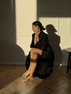 Халат-кімоно жіночий чорний з шовковистої віскози ELEGANTNA SAVE yourself