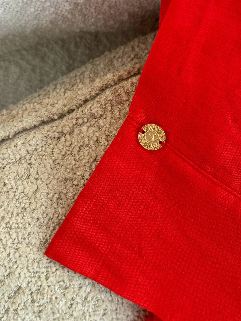 Халат жіночий червоний з льону довжиною максі «BAZHANA» від SAVE yourself