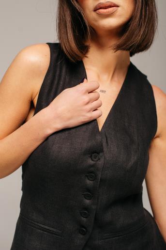 Лляна жіноча жилетка Marilyne Black від FEEL AND FLY