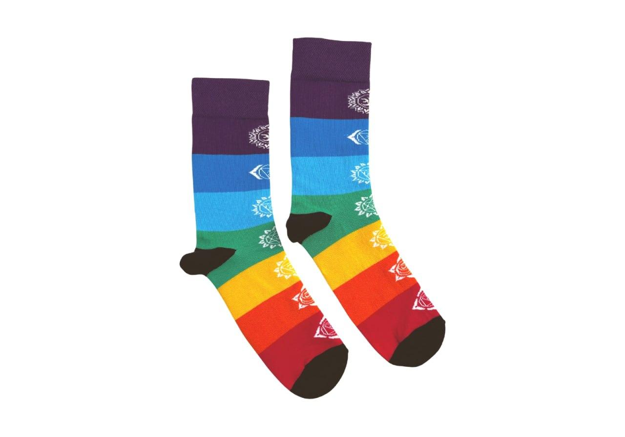 Різнобарвні шкарпетки RAO yoga з принтом "7 чакр"