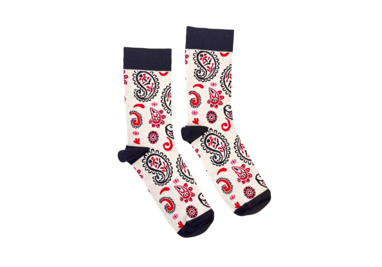 Шкарпетки RAO yoga "Пейслі" з червоно-чорним візерунком