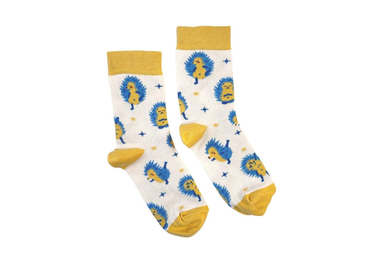 Шкарпетки RAO yoga з принтом "Їжачки практикують йогу"