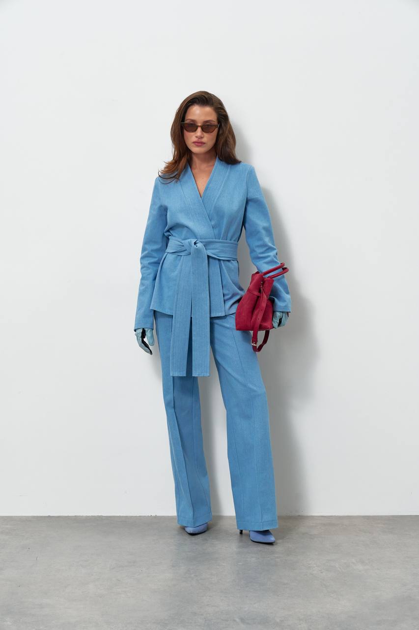 Джинсове кімоно на запах блакитного кольору від KA.EL