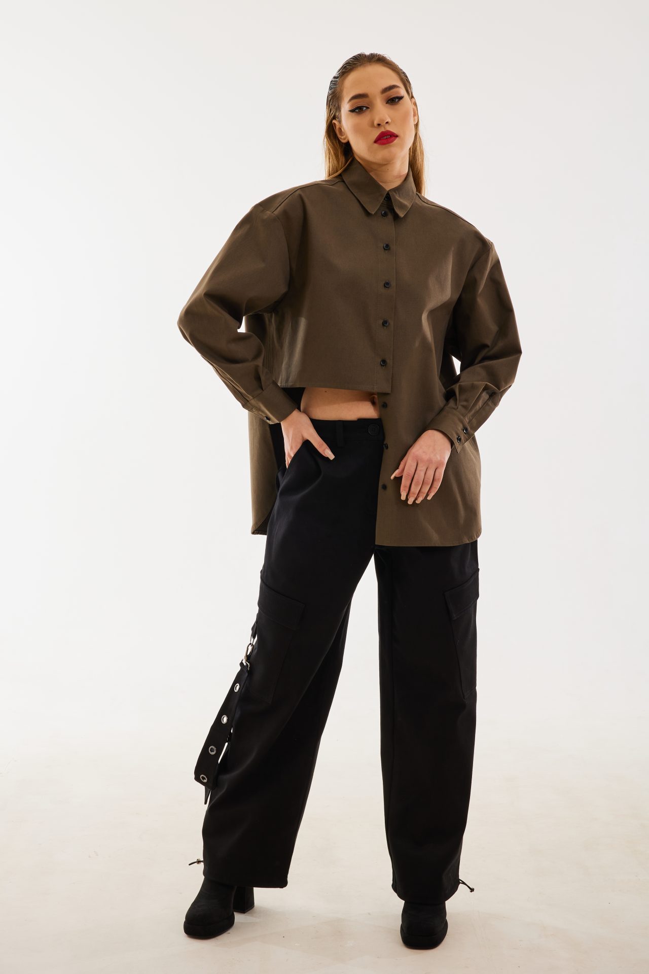 Сорочка хакі oversize асиметрична BRU