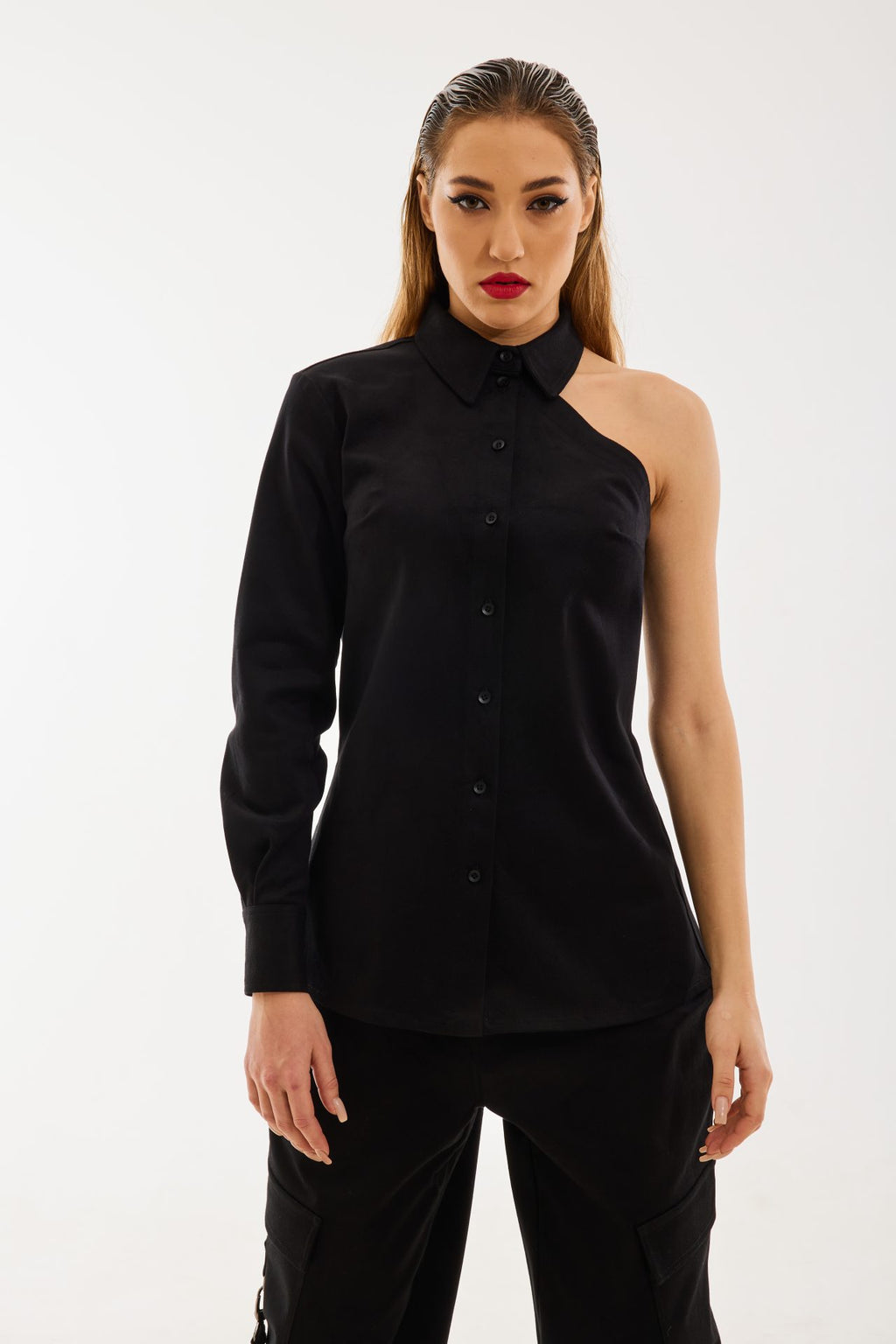 Сорочка чорна на одне плече BRU