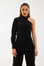 Сорочка чорна на одне плече BRU